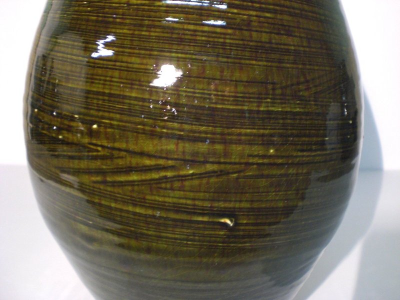 Medieval Green &amp; Temmoku Hakeme Vase