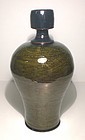 Medieval green & Temmoku Hakeme Bottle Vase