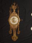 Rare European large Bronze Cartel wall clock, Gothic Cathedral.