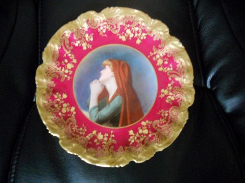 FRENCH LIMOGES PLATE PAINTED & SIGNED BY HENNER JEAN JACQUES 1829-1905