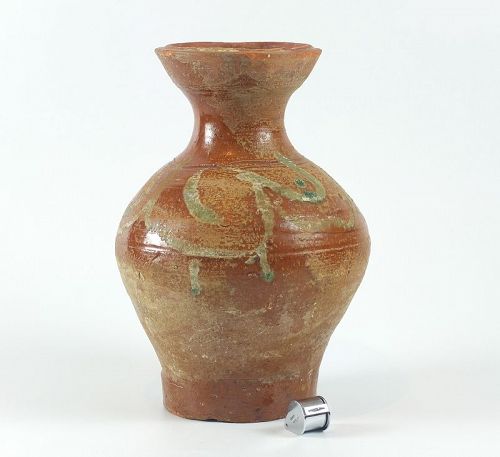 A Chinese amber glazed jar; Han dynasty