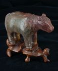 A Chinese hard stone carved pony, C18th