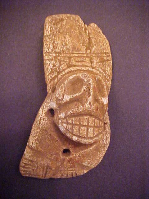 Taino Carved Engraved Bone Skull Pendant