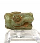 Pre-Columbian Mayan Translucent Jade Serpent Tube Pipe COA w/vid
