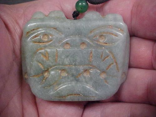 Ex. Rare Olmec Museum Quality Translucent Jade Maskette 1000BC COA