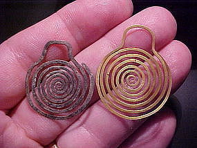 Nayarit Gold and Silver Spiral Pendants C100-800AD