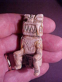 Seated Carved Bone Chief Chimu Peru 950AD