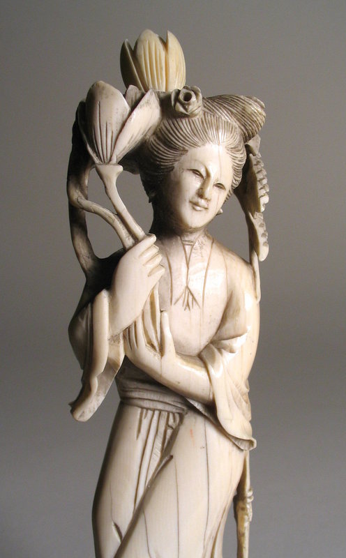 Carved Chinese Ivory Figure of Maiden, Early 20th C.