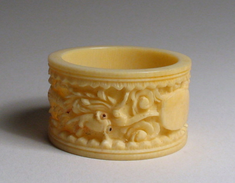 Chinese Carved Ivory Napkin Ring, Early 20th C.