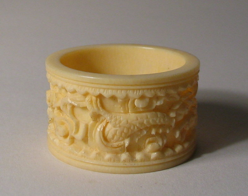 Chinese Carved Ivory Napkin Ring, Early 20th C.