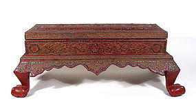 Superb Burmese Lacquer Manuscript Box, 19th C.