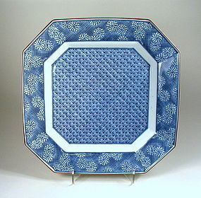 Square Japanese Blue and White Porcelain Platter