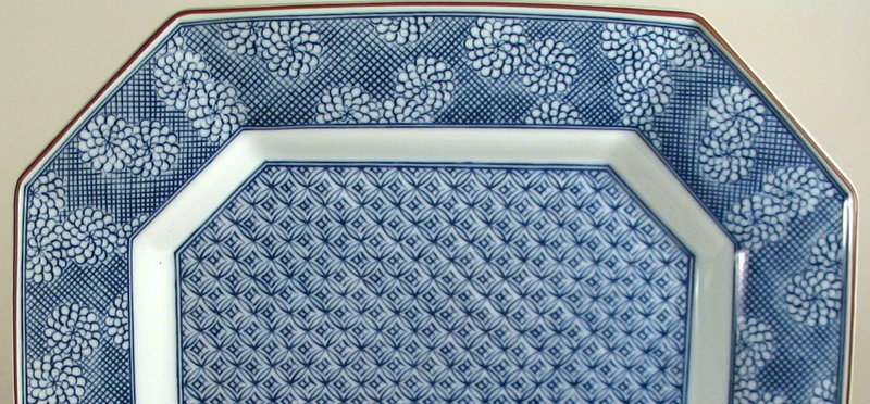 Square Japanese Blue and White Porcelain Platter
