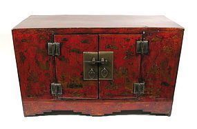 Chinese Red Lacquer Shanxi Table Cabinet, Early 19th C.