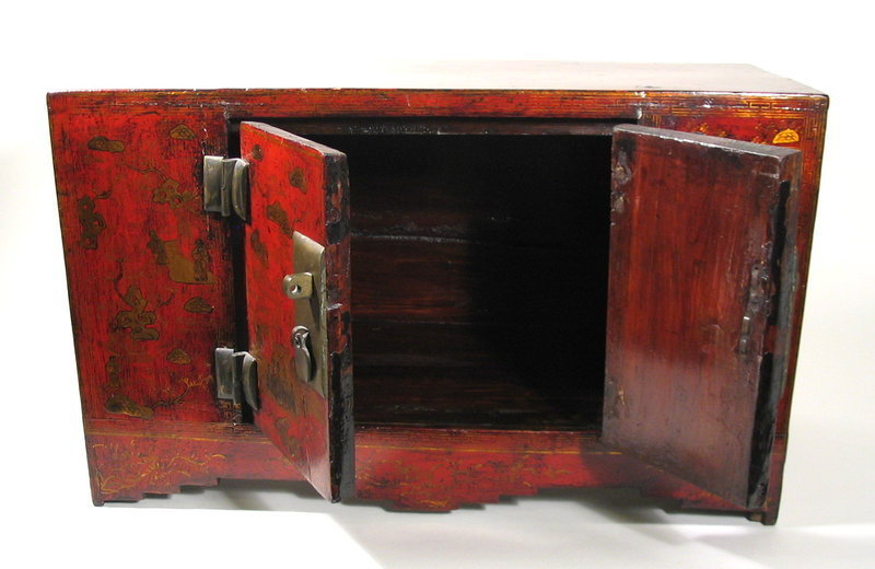 Chinese Red Lacquer Shanxi Table Cabinet, Early 19th C.