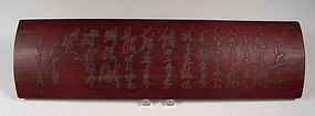 Vintage Chinese Bamboo Wrist Rest with Calligraphy