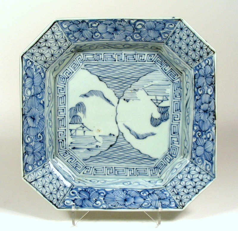 Chinese Blue &amp; White Square Porcelain Plate, Qing