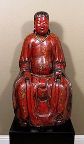 Important 16th C. Chinese Lacquered Wood Taoism Deity