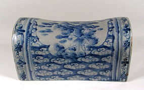 Blue & White Chinese Porcelain Pillow, Qing