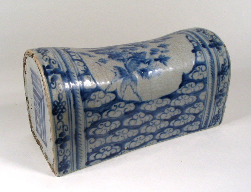 Blue &amp; White Chinese Porcelain Pillow, Qing