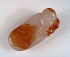 Chinese Carved Agate Rubbing Stone / Toggle