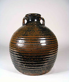 Chinese Jin Dynasty Brown & Black Glazed Stoneware Pot