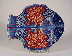 Japanese Imari Double Fish Plate, Meiji