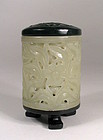 Chinese White and Green Jade Cricket Box