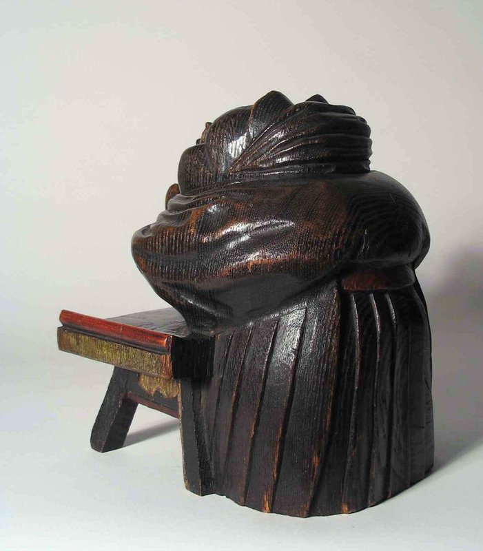 Japanese Wood Mingei Sculpture, Praying Tanuki