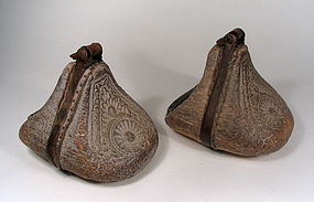 Pair of South American Carved Wood Stirrups, Early 19th C.