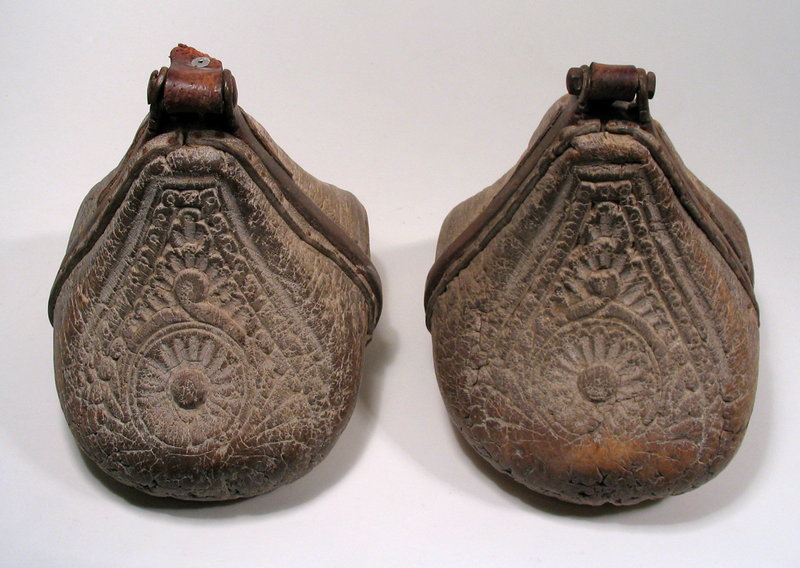 Pair of South American Carved Wood Stirrups, Early 19th C.
