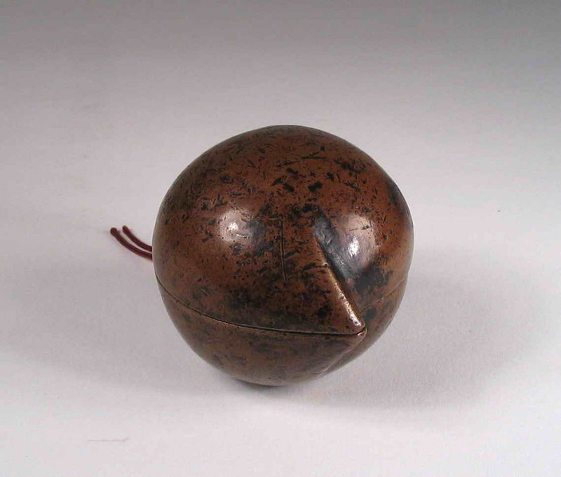 Antique Chinese Copper Peach Box Toggle, 18th C.