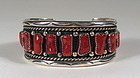 Navajo Sterling Silver and Coral Cuff Bracelet