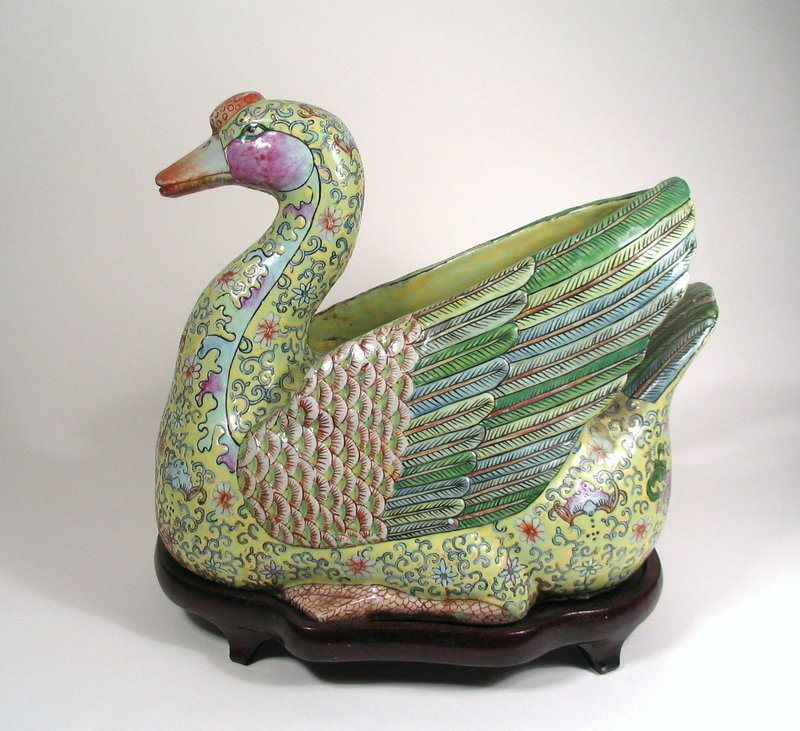Large, Rare Chinese Export Famille Rose Goose, Qing