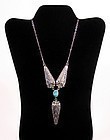 Navajo Sterling & Turquoise Necklace, Signed John Delvin