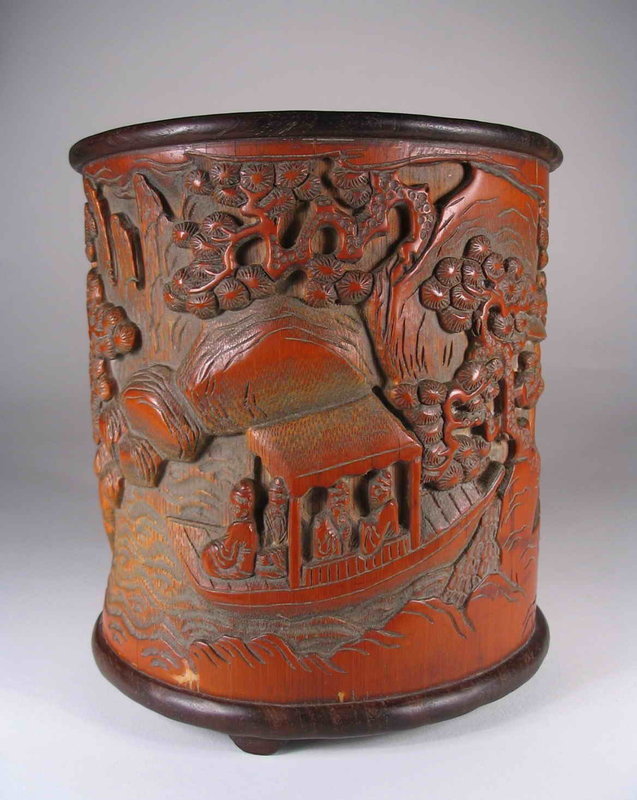 Carved Chinese Scholar’s Bamboo Brushpot, Qing
