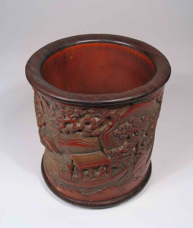 Carved Chinese Scholar’s Bamboo Brushpot, Qing