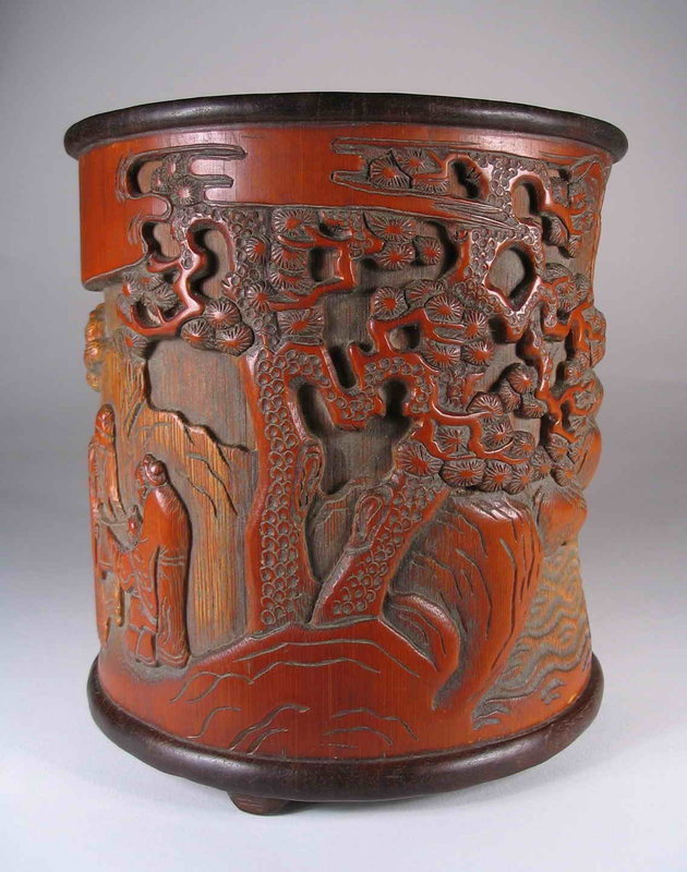 Carved Chinese Scholar’s Bamboo Brushpot, Qing