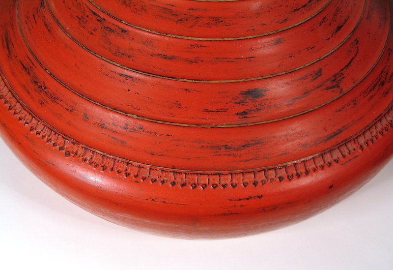 Burmese Red Lacquer Offering Vessel, Hsun-ok