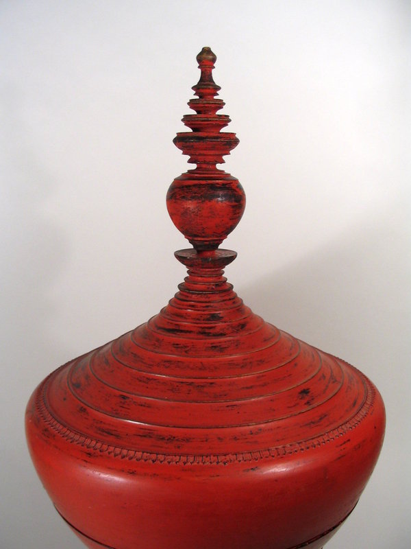 Burmese Red Lacquer Offering Vessel, Hsun-ok