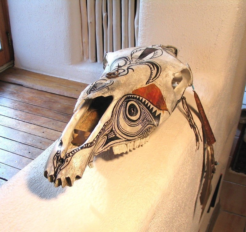 Southwestern Painted &amp; Decorated Steer Skull