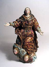 18th Century Spanish Colonial Santo, Virgin Mary
