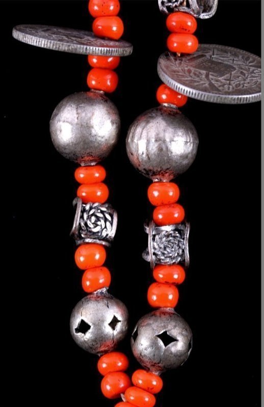 Early Southwestern Trade Bead and Silver Necklace, C. 1920
