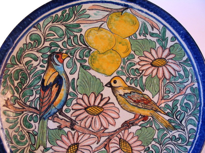 Large Hand Painted Mexican Pottery Platter