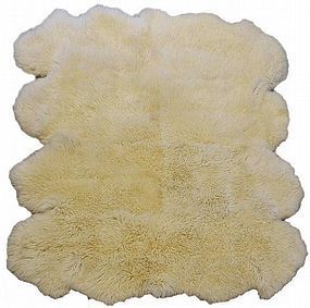 Large White Llama Fur Rug