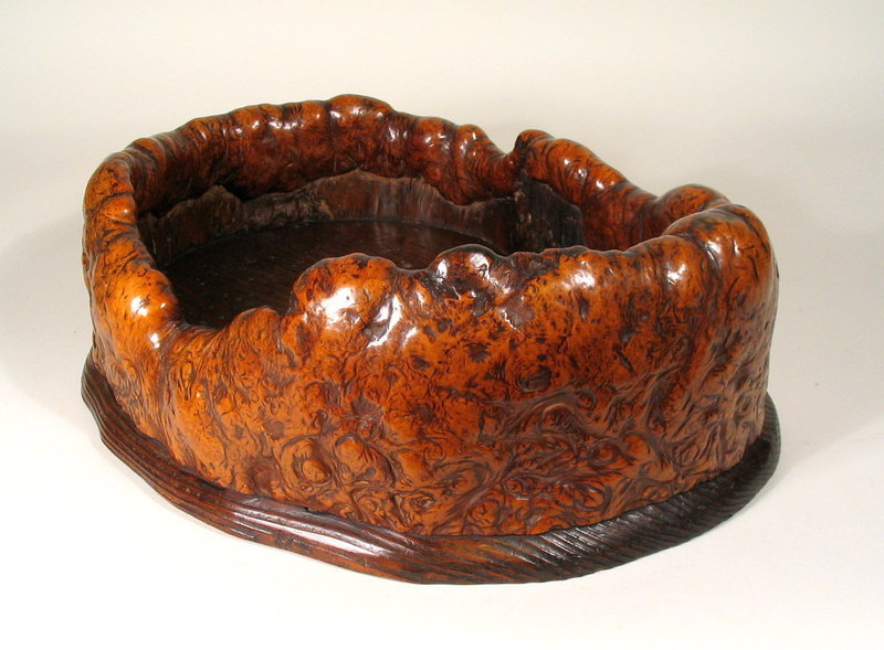 Large Fine Japanese Burl Tray, Meiji