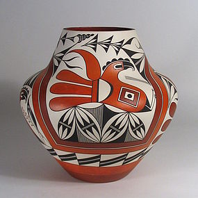 Large Acoma Olla with Parrots, Adrian Vallo
