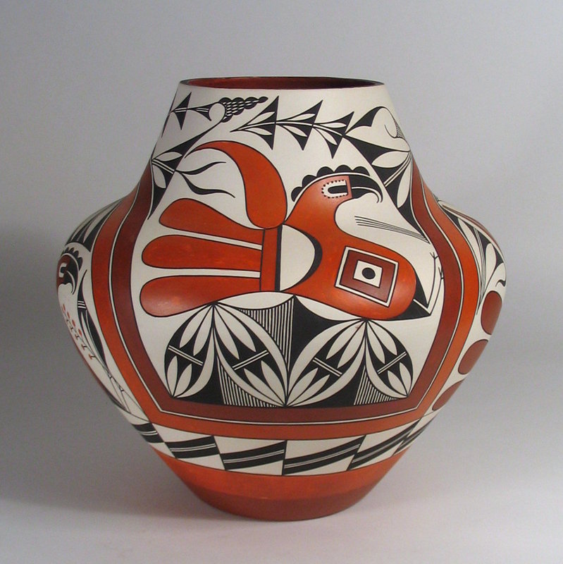 Large Acoma Olla with Parrots, Adrian Vallo