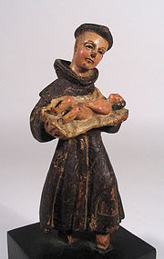 18th C. Spanish Colonial Santo, St. Anthony with Christ Child