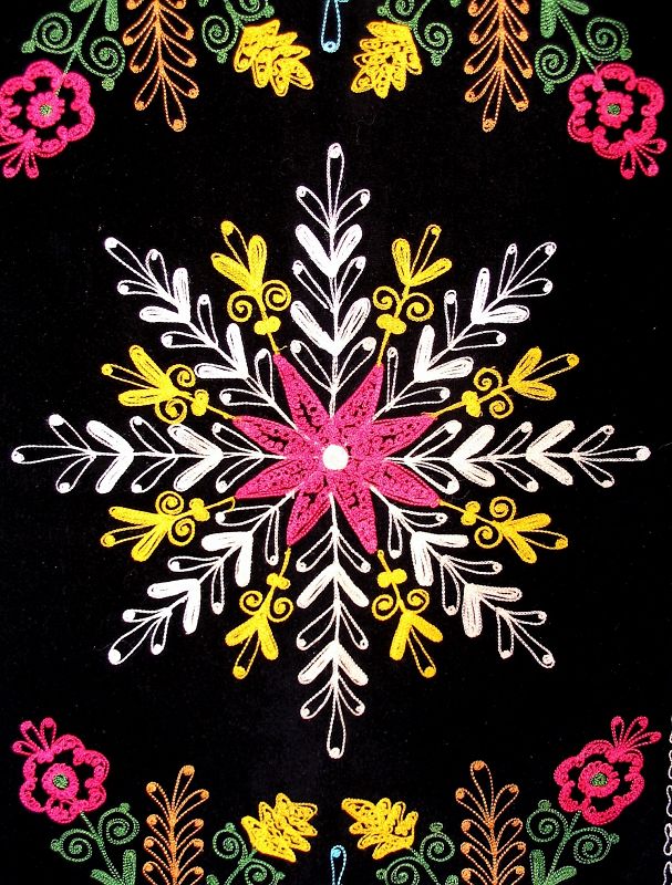 Uzbek Suzani Embroidered Coverlet